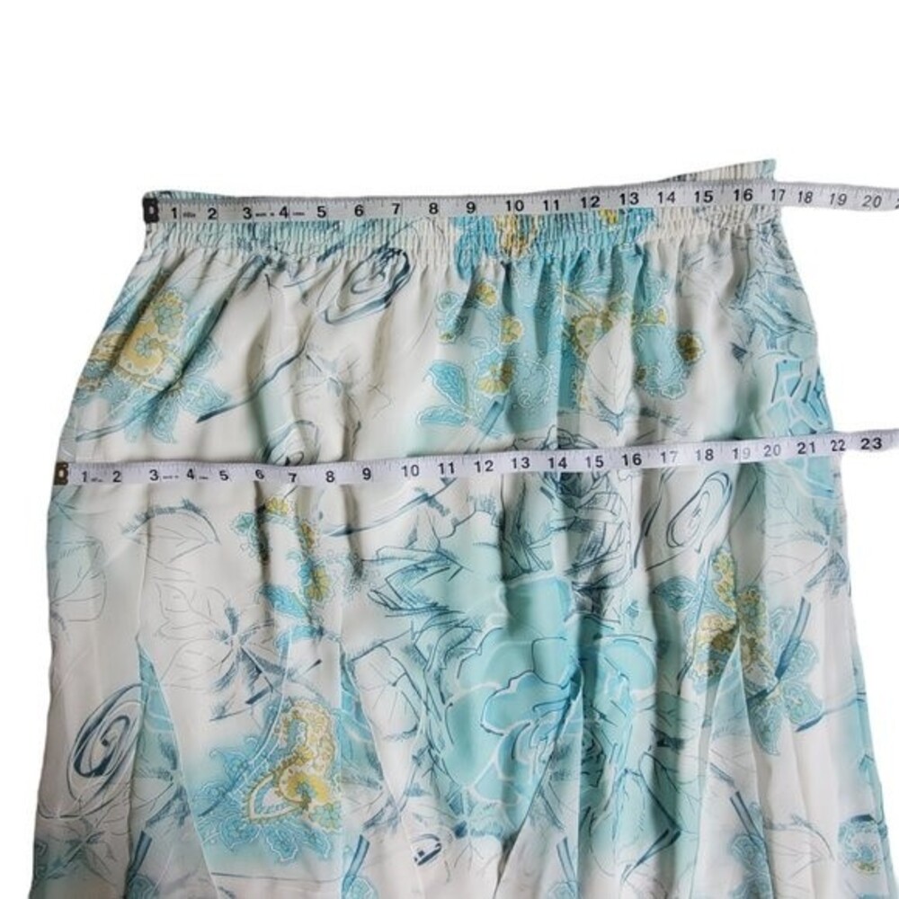 Bon Worth blue green white yellow flowy Y2K vintage floral print skirt sz L - Picture 7 of 9